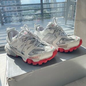 Balenciaga White and Red Sneakers
